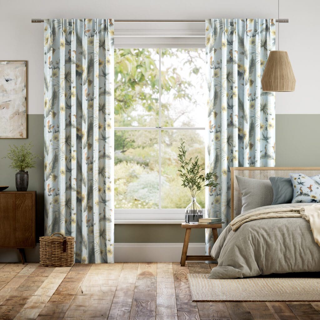Ideal Home Hummingbird Faux Silk Mist Curtains