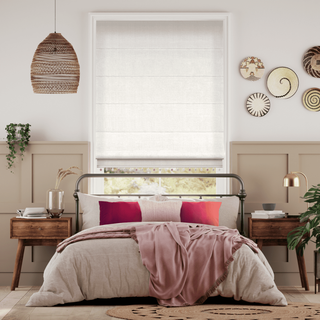 Bijou Linen Alabaster Blush Roman Blind