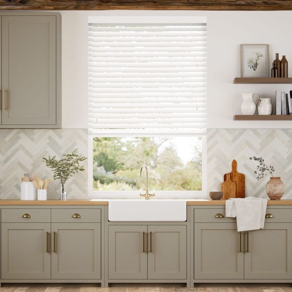 Atlanta Icy White Faux Wood Blind