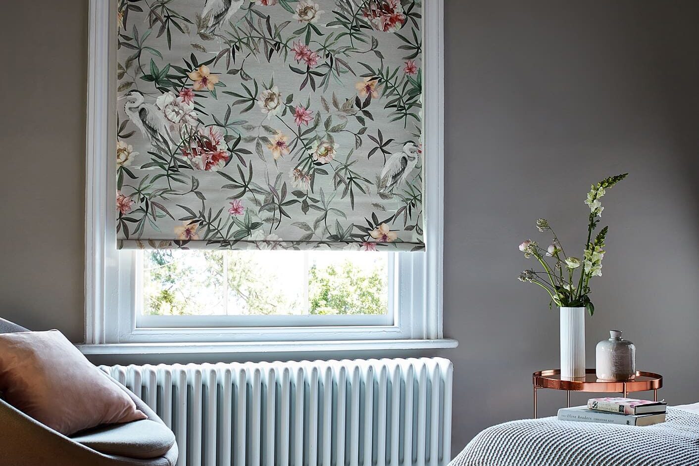 Bella Heron Silver Roman Blind