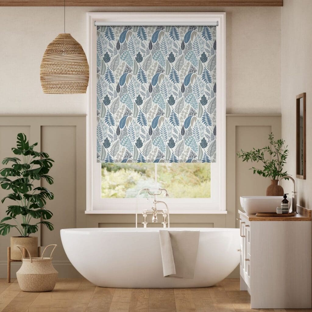 Splash Blackout Scandi Ferns Linen Roller Blind