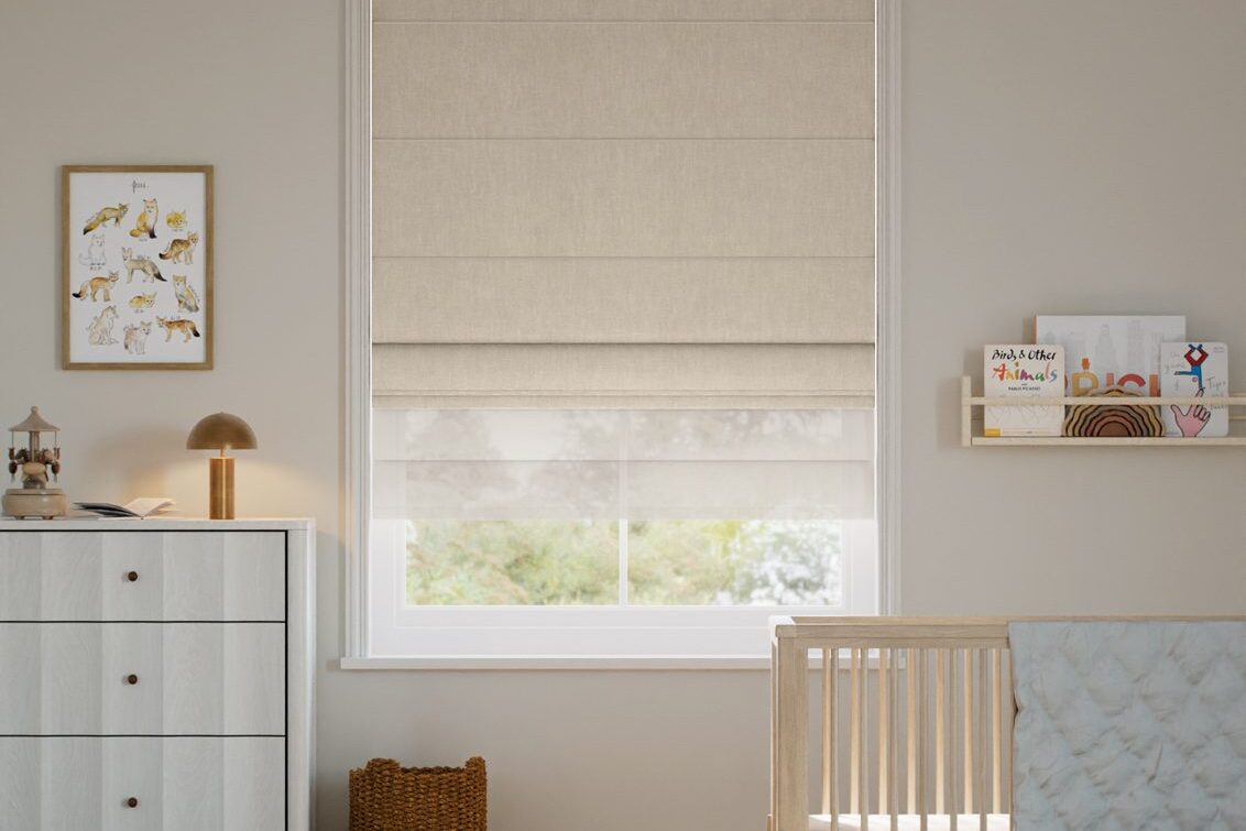 Electric ClickLock Cavendish Barley & Neutral Roman Blind