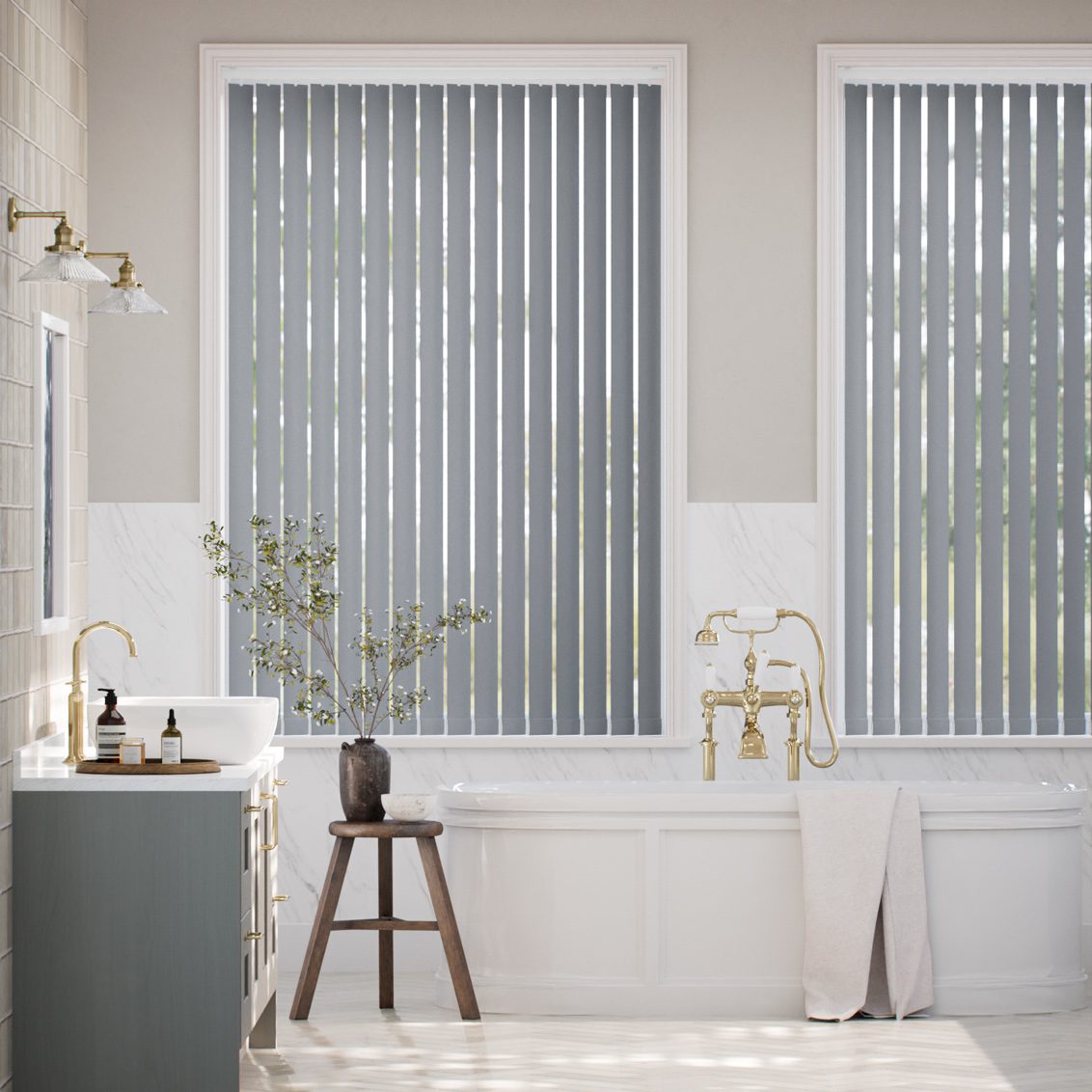 Stick On Sevilla Blackout Blue Grey Vertical Blind